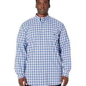 Ralph Lauren Men's Big & Tall Blue Plaid Cotton Button-Down Shirt 4LT 4XLT Tall